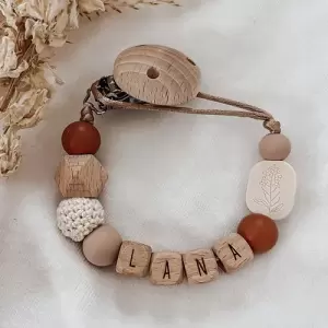 Speenkoord met naam Terracotta Creme.webp