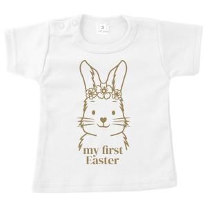 baby shirt pasen my first easter big bunny meisje wit opdruk zand.jpg