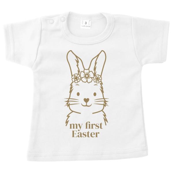 baby shirt pasen my first easter big bunny meisje wit opdruk zand.jpg