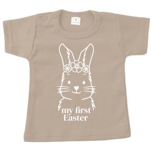 baby shirt pasen my first easter big bunny meisje zand opdruk wit.jpg