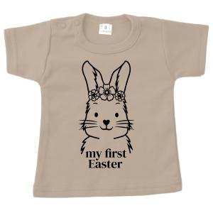baby shirt pasen my first easter big bunny meisje zand opdruk zwart.jpg