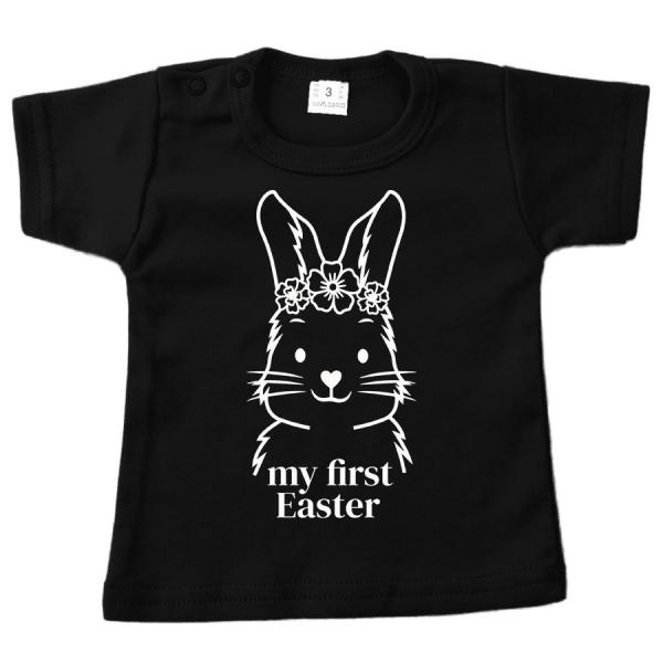 baby shirt pasen my first easter big bunny meisje zwart.jpg