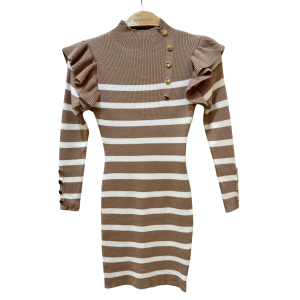 jurkje knit streep camel.png