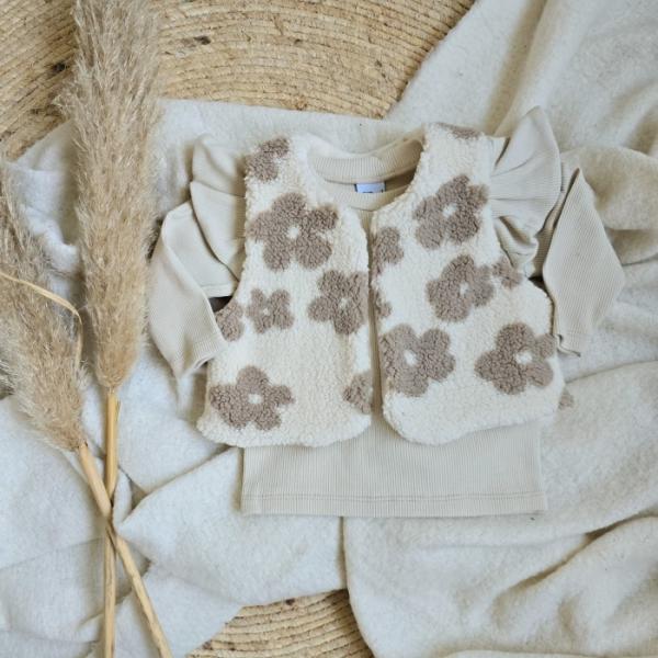 teddy gilet bloemen meisje ecru.jpg