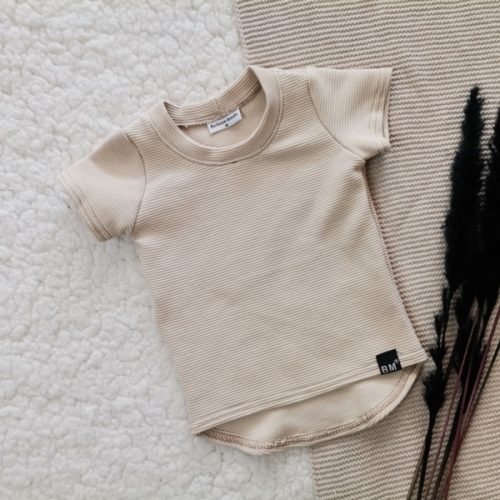 believe mode rib shirt beige zand