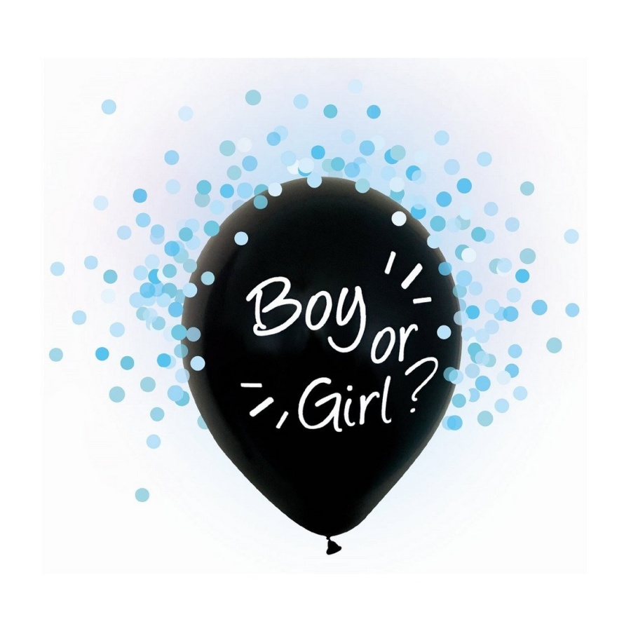 gender reveal ballon confetti blauw