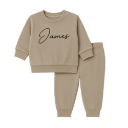 pyjama met naam beige baby kind
