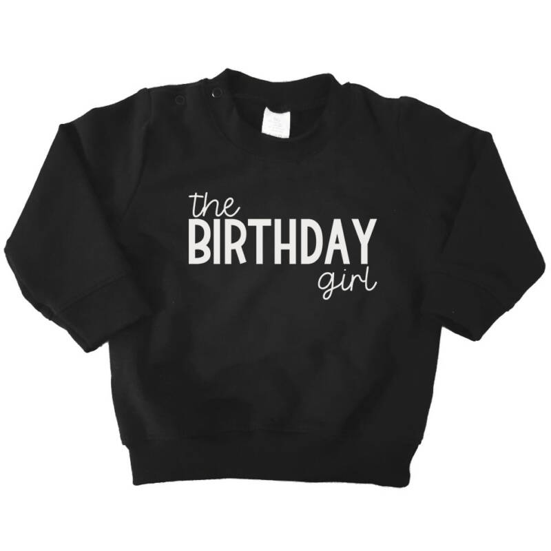sweater birthday girl zwart
