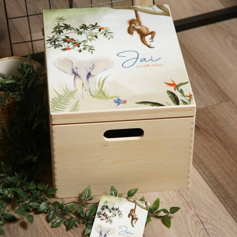 geboorte kaartje kist hout