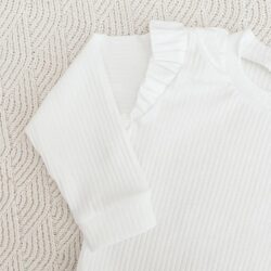 rib wit ruffle shirt Little Adventure ruffle shirt rib wit - Afbeelding 3