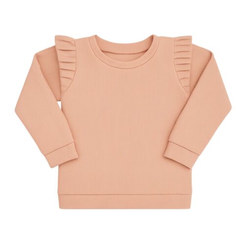 ruffle shirt rib perzik meisjes roze
