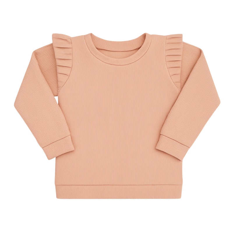 ruffle shirt rib perzik meisjes roze