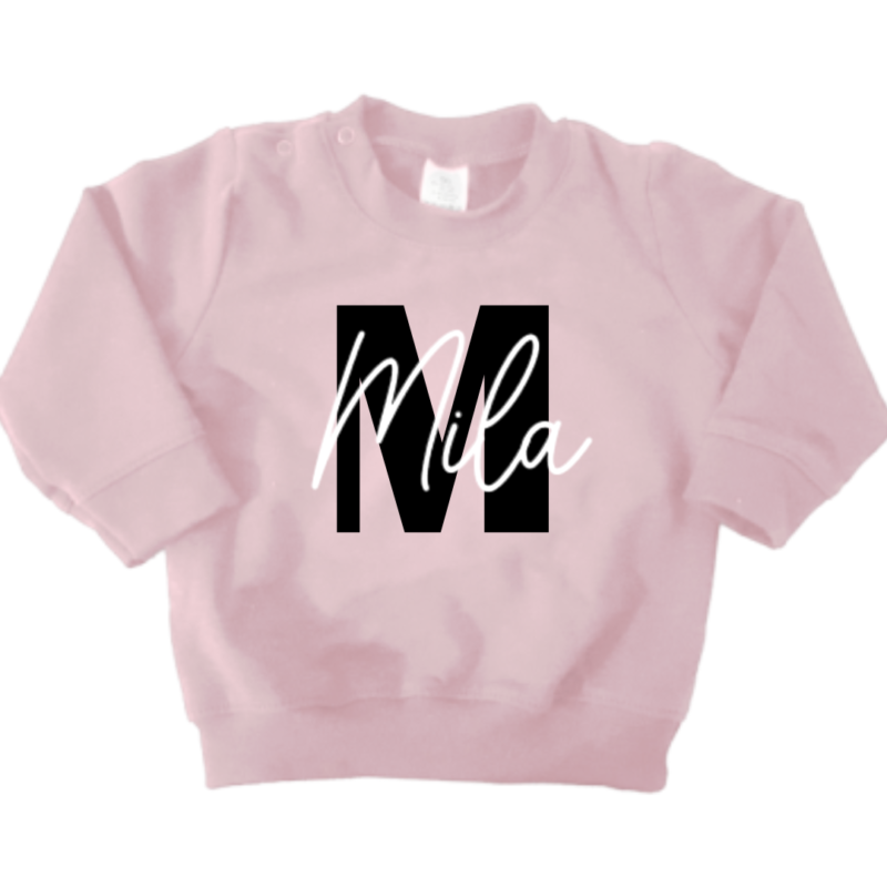naam sweater letter roze
