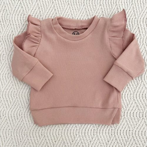 ruffle sweater rib roze