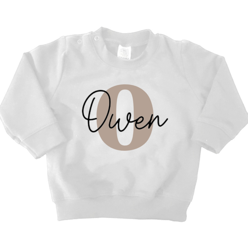 sweater letter beige wit