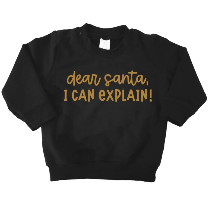 dear santa i can explain sweater zwart goud