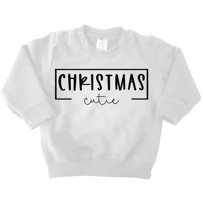 sweater christmas cutie handwrit wit goud