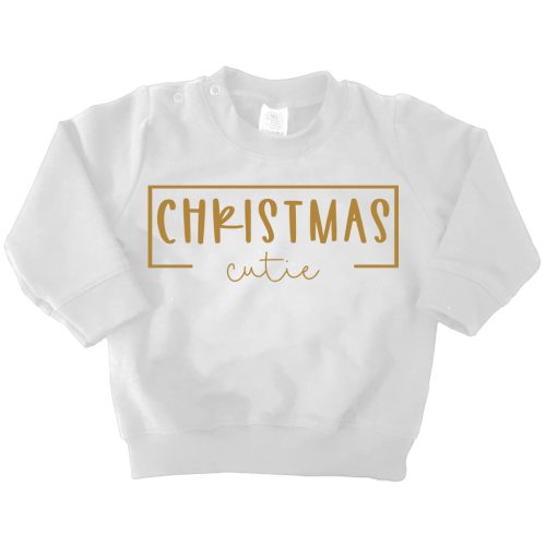 sweater christmas cutie handwrit wit goud wit