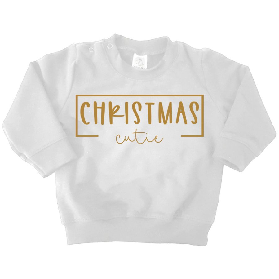 sweater christmas cutie handwrit wit goud wit