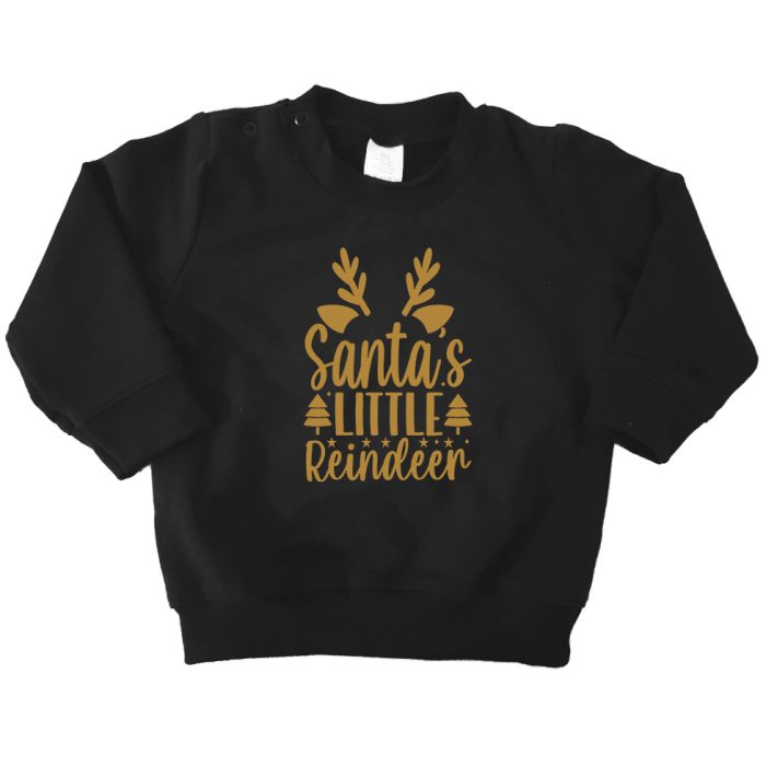 sweater zwart santa little reindeer