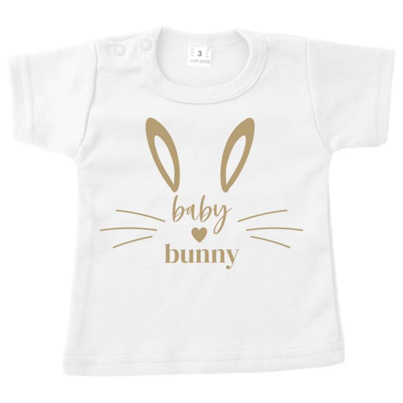 baby shirt pasen baby bunny wit opdruk zand baby shirt pasen baby bunny wit opdruk zand