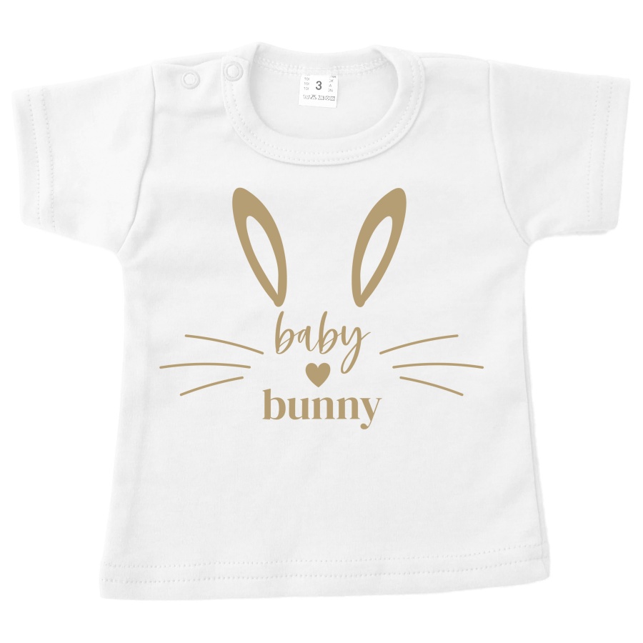 baby shirt pasen baby bunny wit opdruk zand