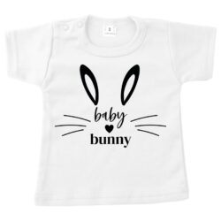 baby shirt pasen baby bunny wit opdruk zwart