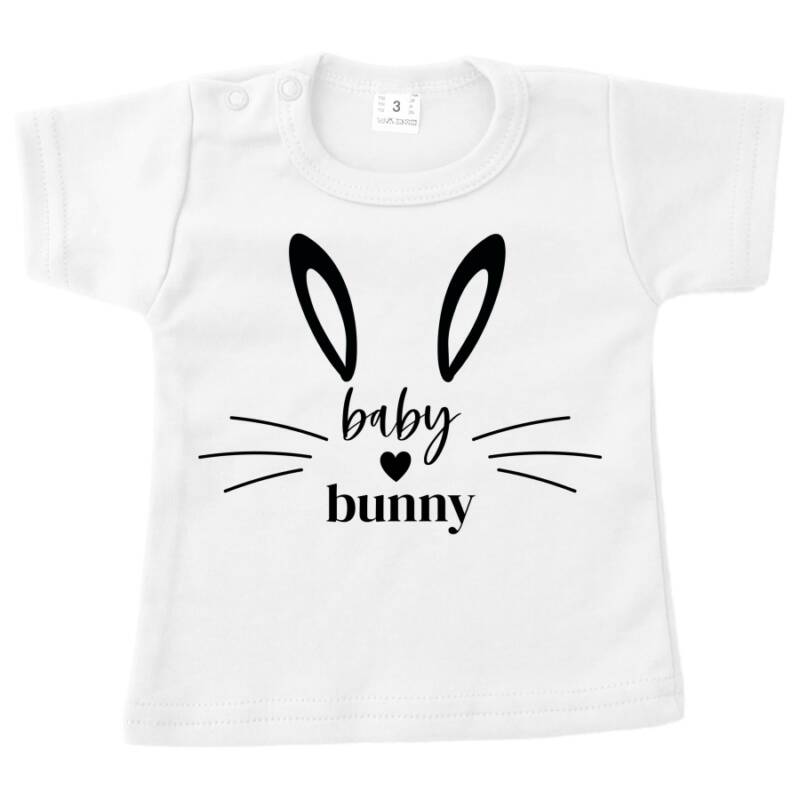 baby shirt pasen baby bunny wit opdruk zwart baby shirt pasen baby bunny wit opdruk zwart