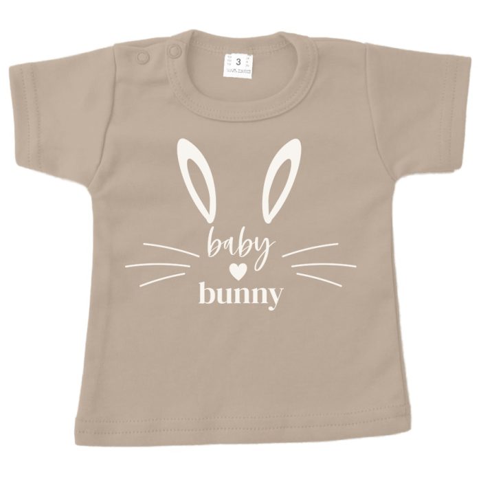 baby shirt pasen baby bunny zand wit