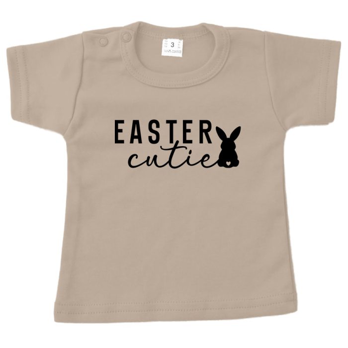 baby shirt pasen easter cutie zand opdruk zwart