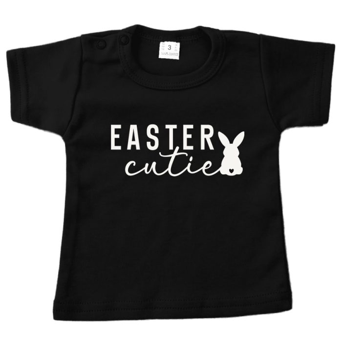 baby shirt pasen easter cutie zwart