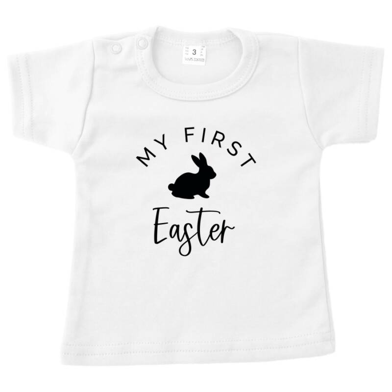 baby shirt pasen first easter met konijn wit