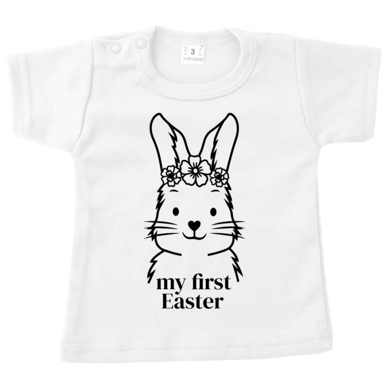 baby shirt pasen my first easter big bunny meisje wit