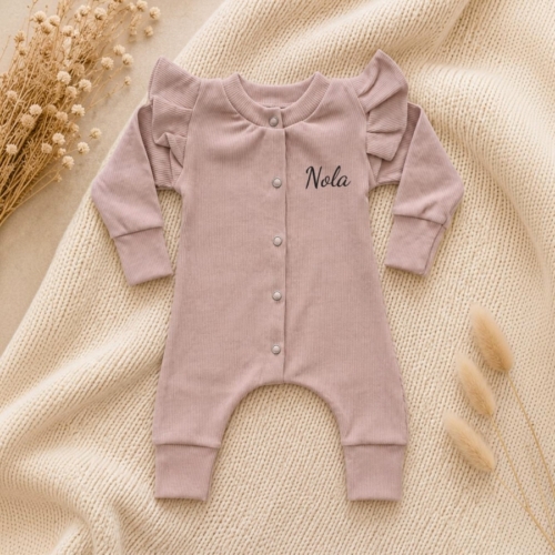 boxpakje roze met naam rib stof baby meisje