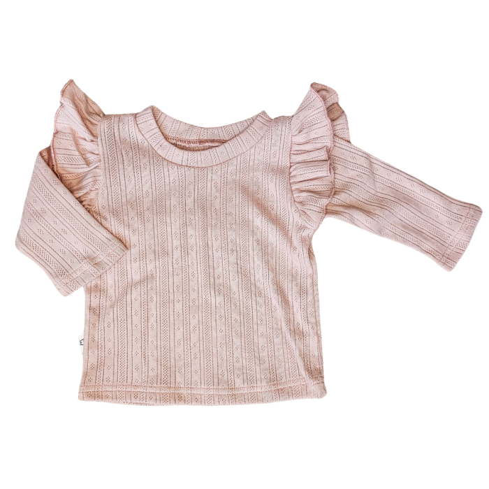 ruffle shirt roze pointelle meisjes huppel