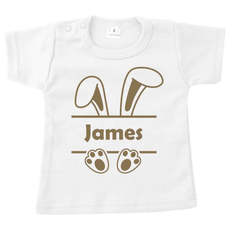 shirt pasen met naam wit opdruk zand