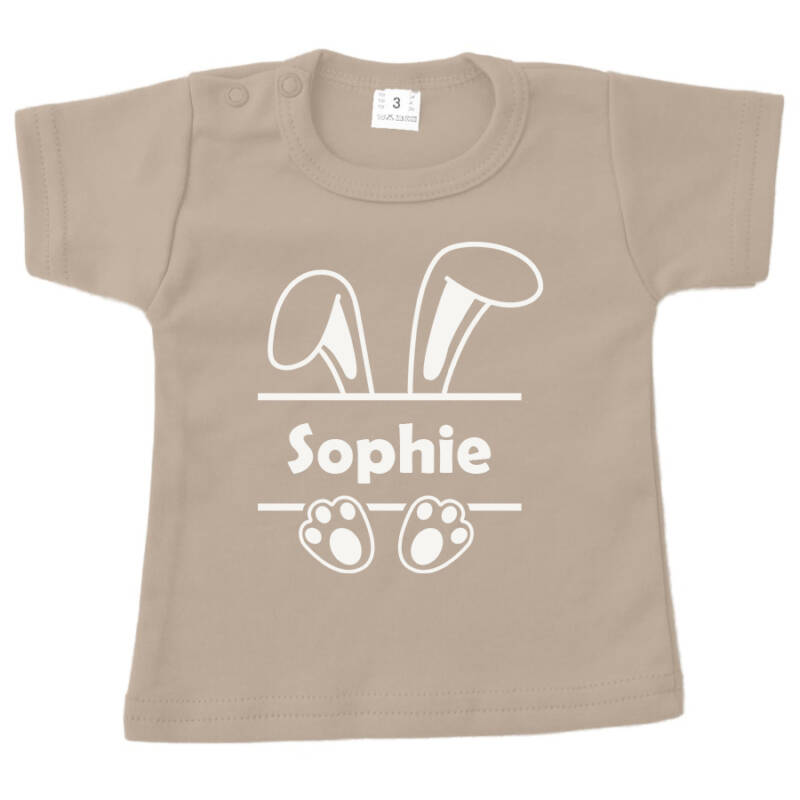 shirt pasen met naam zand opdruk wit