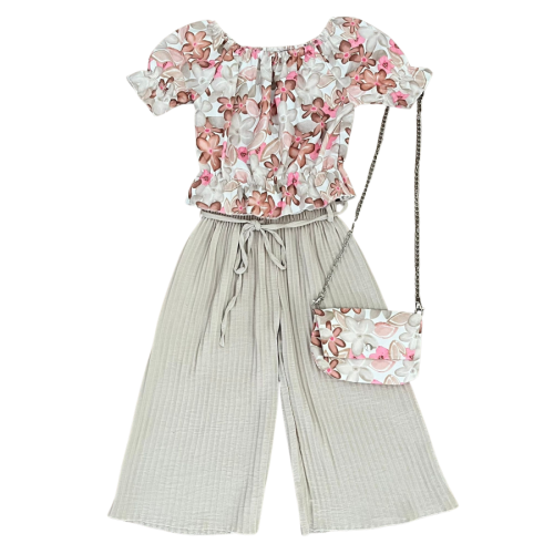 flower set pleated beige