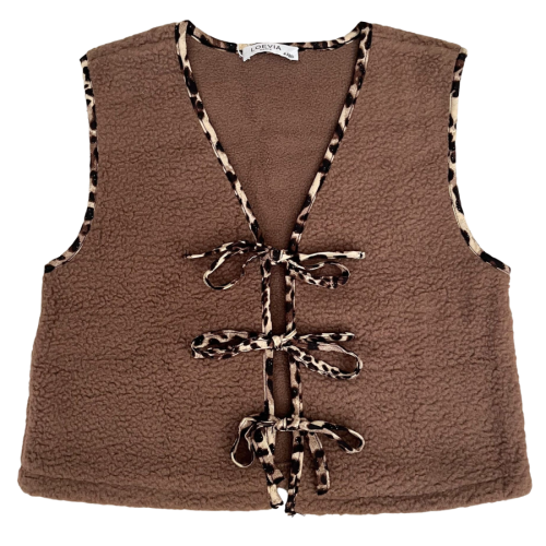 gilet teddy taupe panter