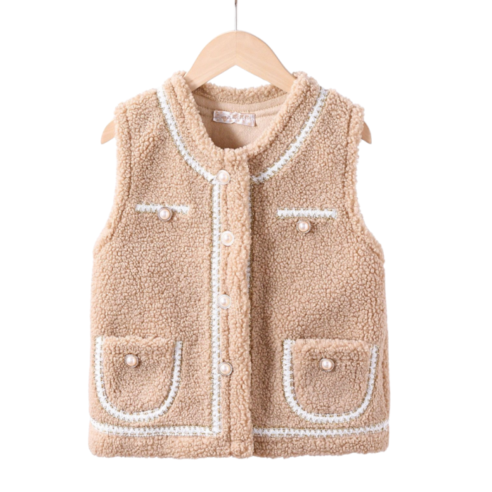 gilet happy teddy beige