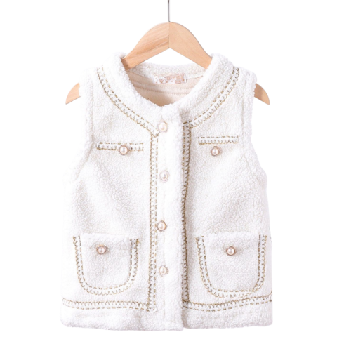 gilet happy teddy white