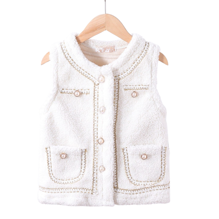 gilet happy teddy white