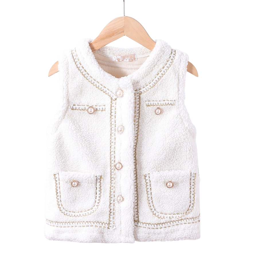 gilet happy teddy white