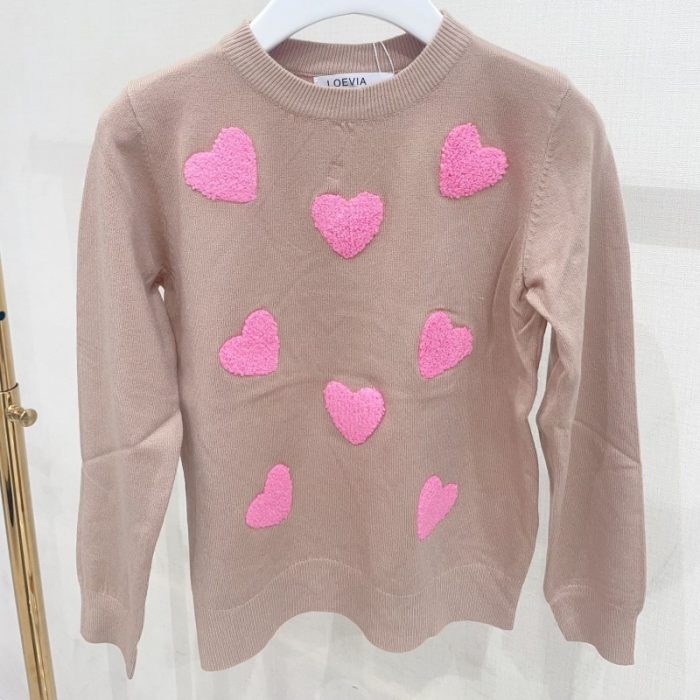 knit sweater beige hartjes