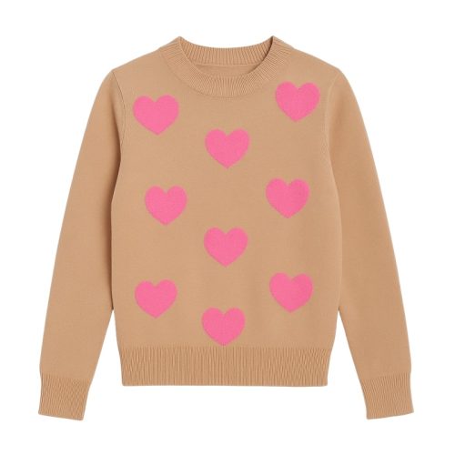 trui beige roze hartjes