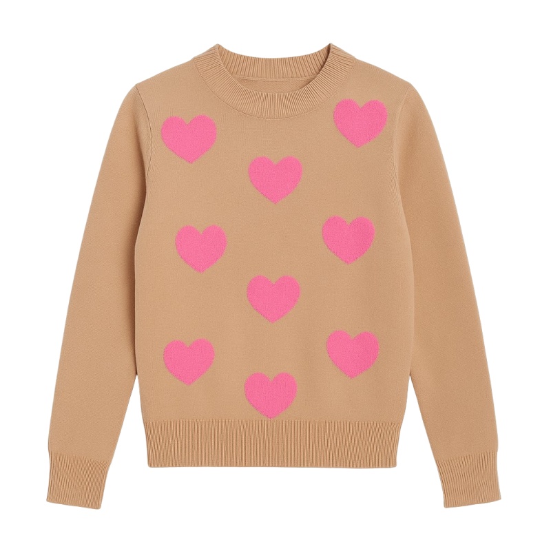 trui beige roze hartjes