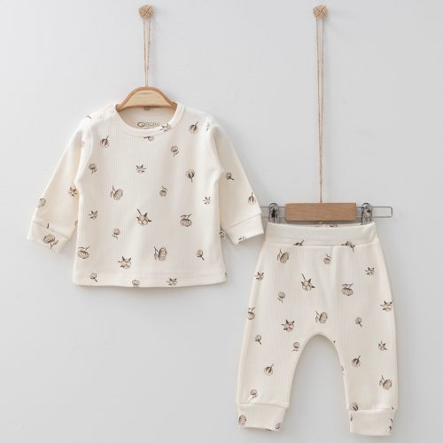 unisex set katoenbloem beige