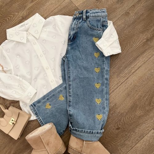 jeans beige hartjes