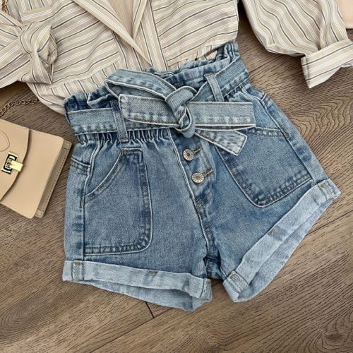 meisjes denim short strik