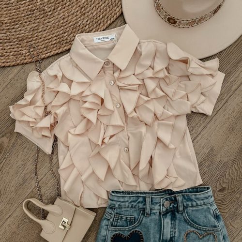 ruches blouse beige meisje